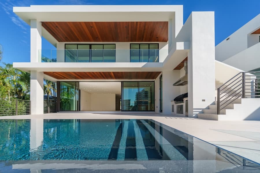Twilight exterior photo of a modern Las Vegas home on an open house flyer